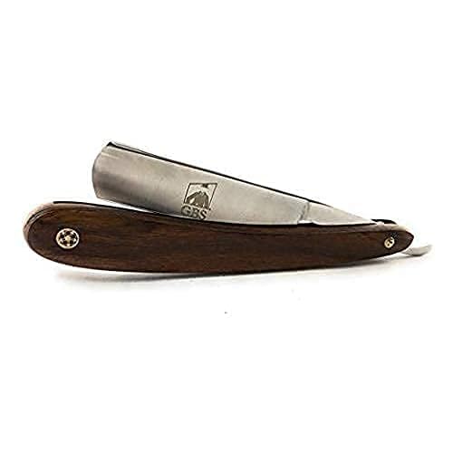 G.B.S Mahogany Wood, Shave Ready Straight Razor, Leather Strop Made with Cow Hide Leather Steel Clamp, Wooden Handle