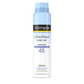 Neutrogena Ultra Sheer Body Mist Sunscreen Spray Broad Spectrum SPF 45, Lightweight, Non-Greasy & Water Resistant, Oil-Free & Non-Comedogenic UVA/UVB Sunscreen Mist, 5 oz, 3 Pack
