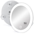 Mavoro 6.8" LED Magnifying Mirror with 3 Strong Suction Cups | 10X Magnification | Portable Lighted Travel Makeup & Cosmetic Mirror with Light (4 AAA Battery Operated |10X)