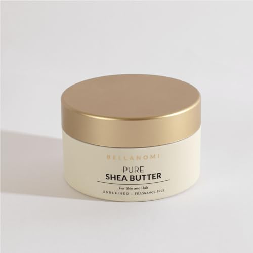 Bellanomi 100% Pure African Raw Shea Butter for Hair & Skin, Organic Formula, Unscented, Moisturizing, Body Butter for Dry Skin, Hair and Nails (3.4 oz)