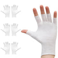 Clofiak 100% Cotton White Fingerless Gloves for Eczema & Moisturizing (3 Pairs)