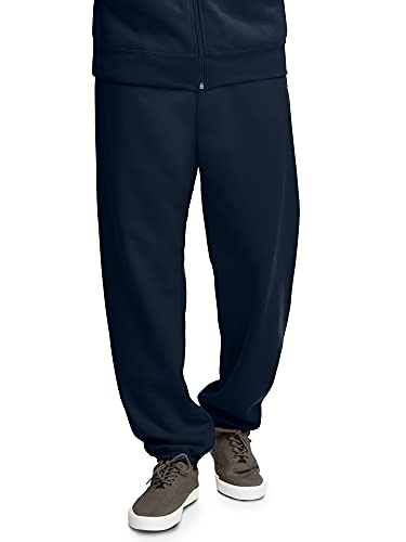 Fruit of the Loom Men's Eversoft Fleece Elastic Bottom Sweatpants with Pockets, Relaxed Fit, Moisture Wicking, Breathable, 12 Pack-Navy, Small