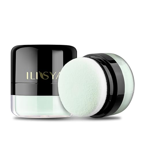 Setting Powder Lightweight Loose Powder Finishing Powder Long-Lasting Face Powder Waterproof with Soft Mushroom Powder Puff & Mirror, Translucent Finish,0.28 Oz (Light Green/Translucent)