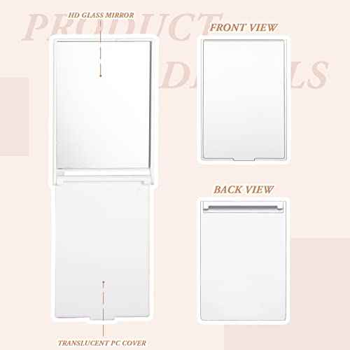 Queekay 16 Pcs 2 x 3 x 0.2''Small Makeup Folding Mirror Bulk Travel Portable Folding Rectangle Compact Stand up Portable Vanity Mirror for Women(White)