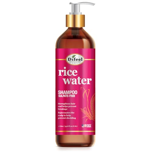 Difeel Rice Water Shampoo 33.8 oz. - Strengthening Sulfate Free Shampoo for All Hair Types