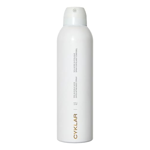 Cyklar Glycolic Acid Exfoliating Body Spray ? 10% AHA Toner for Face & Body. Skin-Smoothing Spray with Peptides & Enzymes ? Fragrance-Free, 6 fl oz