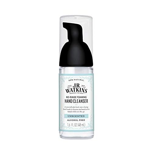 J.R. Watkins No-Rinse Foaming Hand Cleanser ? Hand Soap in Pump Dispenser ? Bathroom & Kitchen Foam Cleaner ? All Natural, Alcohol Free, Unscented, 1.6 fl. Oz., Single