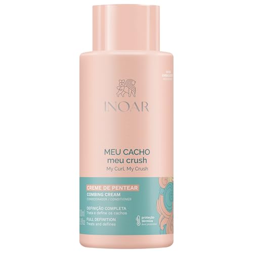 Inoar MEU Cacho MEU Crush Combing Cream with Plant-Based Collagen & Vitamin E for Curly Hair Hydration & Definition, 17.6 fl.oz