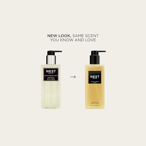 NEST New York Liquid Soap, Amalfi Lemon & Mint - 10 fl oz - Cleanses & Nourishes Skin - Approx. 300 Pumps Per Bottle - Gluten Free & Cruelty Free (Pack of 2)