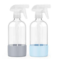 Glass Spray Bottles 2 Pack, 16 oz Refillable with Adjustable Nozzles