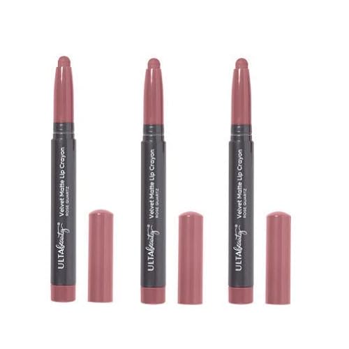 Ulta Beauty 3 Pack Velvet Matte Lip Crayon. Rose Quartz. Size 0.05 oz.