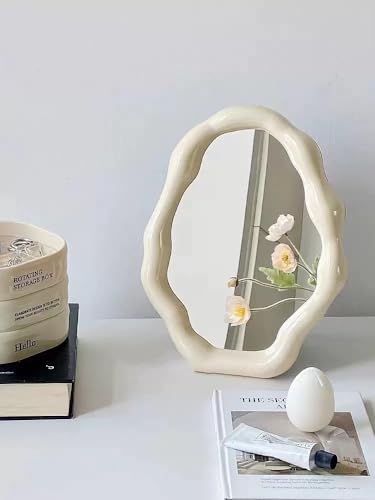 Cloud Makeup Mirror with Adjustable Stand - White