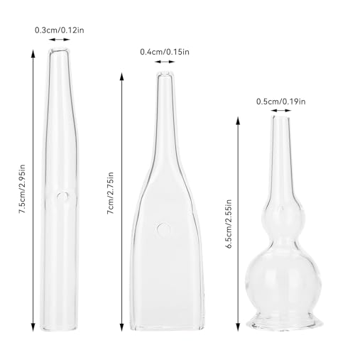 3pcs Vacuum Glass Tube Kit, Blackhead Removal Facial Suction Pore Vacuum Cleaner for Face Cleanser Blackhead Removal Machine Microdermabrasion Machine Accessories