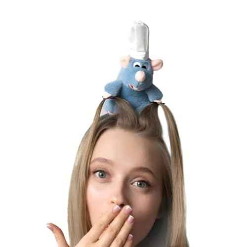 Rat Headband, Mouse Plush Cute Mouse Stuffed Animal Headwear Cartoon Costume Props Funny Gifts for Adults
