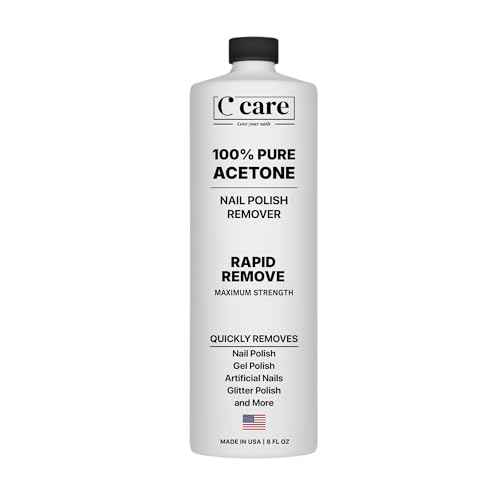 100% Pure Acetone Nail Polish Remover | Professional Quality | Easy To Use | Rapidly Removes Natural, Gel, Acrylic, and Glitter Nails | 8 Fl oz
