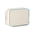 Canvas Makeup Bag with Rick Rack Trim, Blue Stripe Cosmetic Organizer