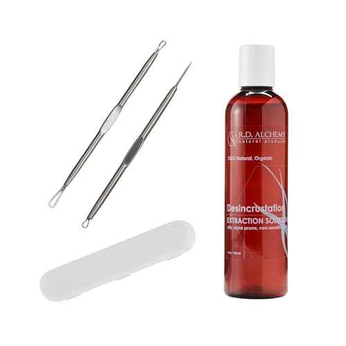 RD Alchemy - Desincrustation Solution + 2 Piece Blackhead Extractor Tools to Open pores, Soften blackheads and Make extractions Easier. for Home or Professional spas.