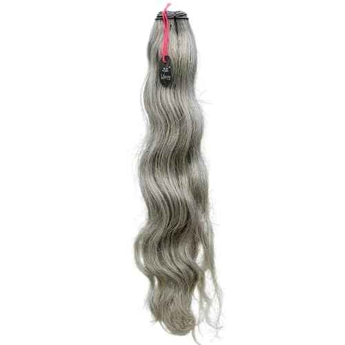 Salt & Pepper Wavy Natural Gray Indian Raw Hair Extension (22" Wavy One Bundle)