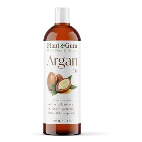 Plant Guru Argan Oil 32 fl. oz. Morocco Virgin, Cold Pressed 100 Pure Natural - Stimulates Hair Growth, Skin, Face And Body Moisturizer.