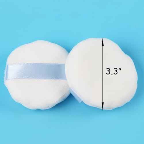 Ultra Soft Powder Puff and Container 3.3" High Density Velvet Dusting Washable Reusable Powder Puff,Bathroom Dressing Table Cotton Swab Storage Jar(Clear)