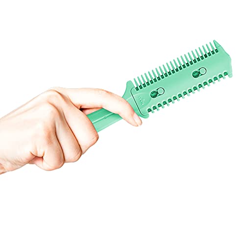 Green Double-Ended Haircut Razor Comb Set - Styling & Split Ends Trimmer, 3 Pack