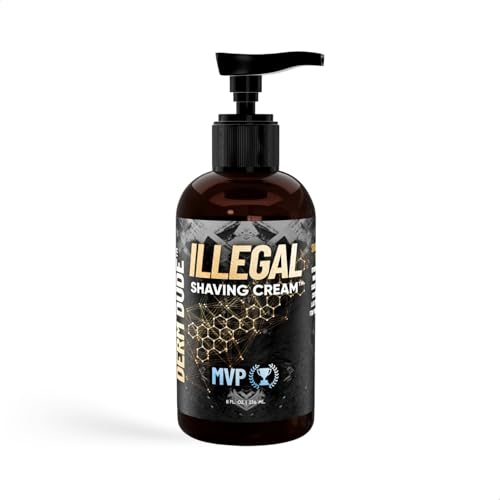 Derm Dude Illegal Shave Cream for Men | Ultra-Slick Shaving Cream for Sensitive Skin | Fights Razor Burn, Bumps, Nicks & Cuts | Smooth Glide Formula ? MVP Scent, 8oz