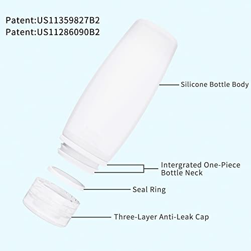 TSA Approved Silicone Travel Bottles 3.4oz - 4 Pack Leak Proof