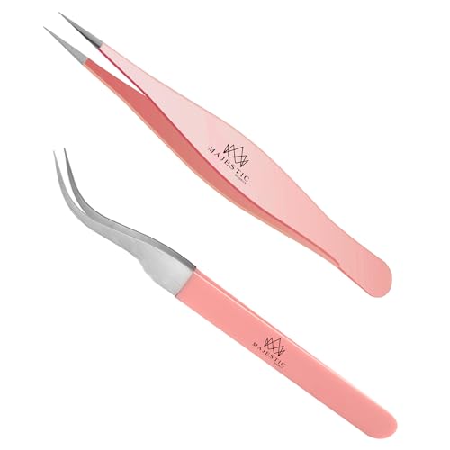 Surgical Tweezers for Ingrown Hair - Precision Sharp Needle Nose Pointed Tweezers for Splinters, Ticks & Glass Removal - Best for Eyebrow Hair, Facial Hair Removal (Light Pink)