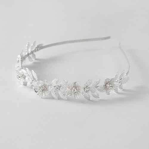SWEETV Hairband, Flower Girl Headpiece for Wedding, Communion, Birthday Party - Pearl Girls Headband with Rhinestones - Girls Headpiece for Special Occasions - One Size - Silver 1