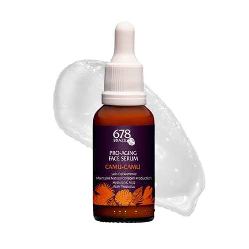 678Brazil Pro-Aging Face Serum - Daily Use - Reduces Fine Lines & Wrinkles - Firmer & More Radiant Skin - Camu-Camu, Hyaluronic Acid, 1% Bakuchiol, Vitamin C, Prebiotic, Niacinamide - 1.01 fl oz
