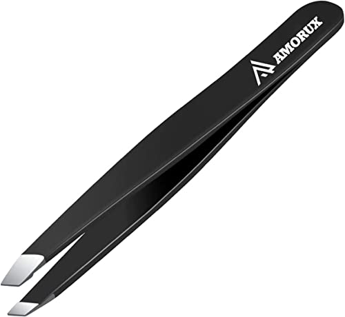 Stainless Steel Eyebrow Tweezers for Facial Hair Removal - Precise, Non-Slip, Professional