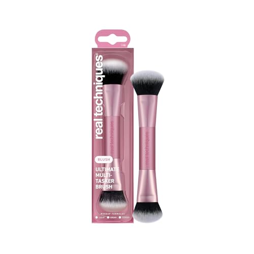 Real Techniques Multi-Task Face & Makeup Brush - Dual-Ended Foundation, Blush, Contour, Powder Applicator