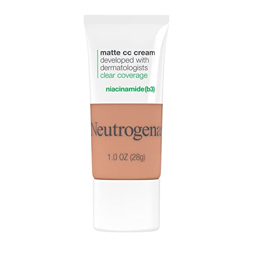 Neutrogena Clear Coverage Flawless Matte CC Cream, Full-Coverage Color Correcting Cream Face Makeup with Niacinamide (b3), Hypoallergenic, Oil Free & Fragrance Free, Fawn, 1 oz