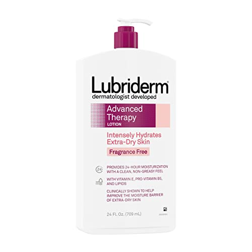 Lubriderm Advanced Therapy Moisturizing Lotion with Vitamins E and B5, Deep Hydration for Extra Dry Skin, Non-Greasy Formula, 24 fl. oz (Pack of 3)