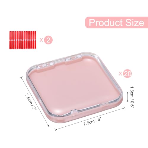 uxcell 20 Pcs Press on Nail Storage Box with Adhesive Double Sided Tape, Acrylic Nail Display Box for Nail Salon Home Storage Supplies, Clear/Pink