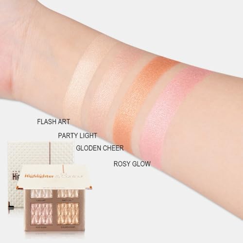 4-Color Highlighter Palette - Shimmer Bronze Contour Makeup