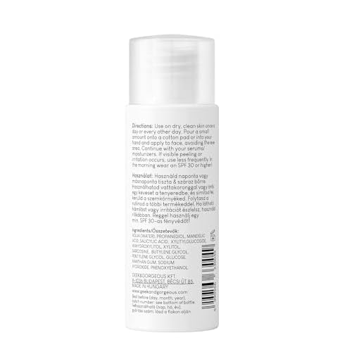 Geek & Gorgeous ? Cheer Up ? Exfoliating Liquid with Mandelic Acid (AHA) & Salicylic Acid (BHA) ? Helps Refine Pores, Balance Oil & Improve Skin Texture ? For Oily & Combination Skin ? 1 oz