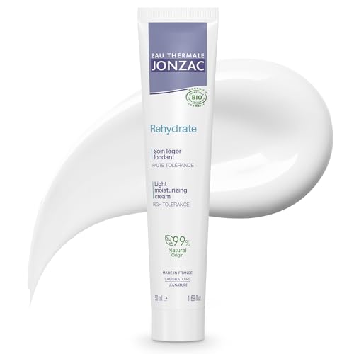 Eau Thermale Jonzac Rehydrate Organic Light Moisturzing Cream for Daily Use - Facial Cream Providing 24hr Hydration with Pure Hyaluronic Acid - Sensitive Skin Approved - 1.69 Fl Oz