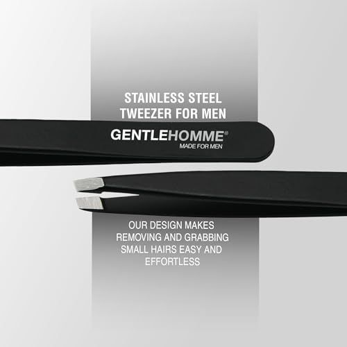 Gentlehomme - Tweezers - Men¡¯s Beard, Eyebrow & Facial Hair Tweezers - Shape Eyebrows & Clean Up Your Beard - Designed to Grasp Thick, Coarse Hair - Precise Straight Flat Tip - Stainless Steel -1 Pack