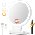 Auxmir 30X Magnifying Makeup Mirror with Light & Rechargeable Battery