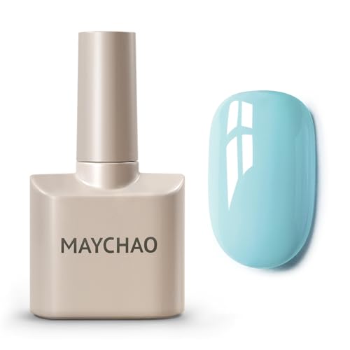 MAYCHAO 15ML Gel Nail Polish 1Pc Cerulean Blue Gel Polish Soak Off UV LED Nail Polish Nail Art Starter Manicure Salon DIY at Home, 0.5 OZ