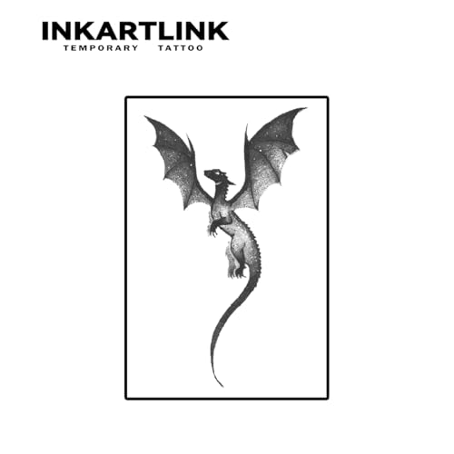 INKARTLINK Semi-Permanent Temporary Tattoos, 2 Sheets Dragon