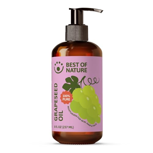 Best of Nature 8 fl oz Pure Grapeseed Oil - Lightweight Body & Face Moisturizer