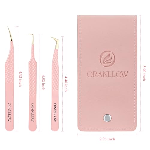 Oranllow 3 Pcs Precision Fiber Tip Lash Tweezers Set for Eyelash Extensions - Variation 3