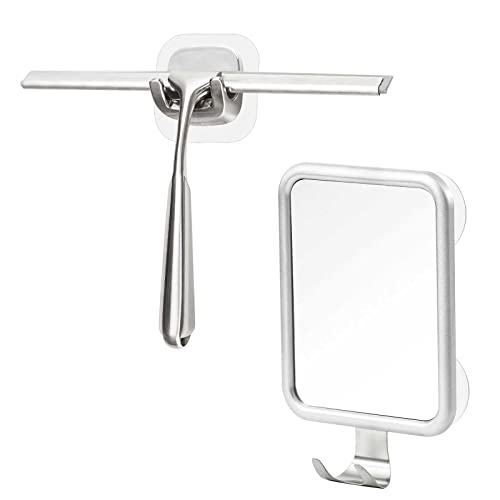 Ettori Shower Mirror Fogless for Shaving and Shower Squeegee for Glass Doors