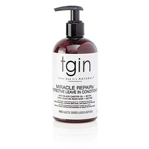 Thank God It's Natural tgin Miracle RepaiRx Protective Leave In Conditioner for Curly, Coily, Wavy Hair includes Biotin, Black Castor Oil, Repairs, Restores Damaged, Color-Treated Hair, 13 oz