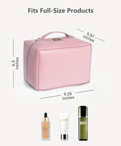 Large Capacity Travel Makeup Bag - 180° Flat Open Cosmetic Organizer
