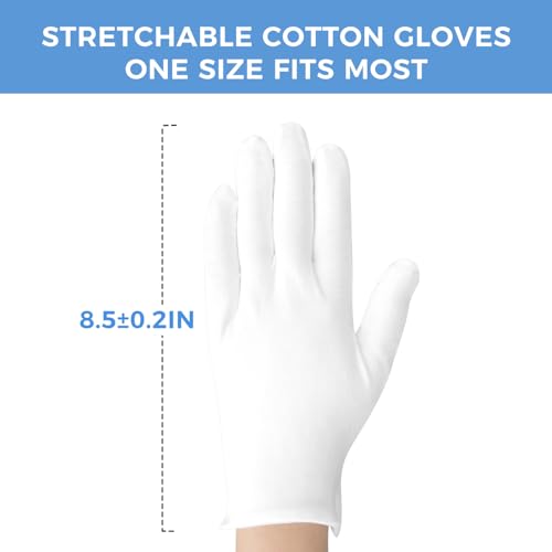 White Cotton Gloves 3 Pairs for Moisturizing, Eczema, Inspection & Cosplay - SLWJAXGT