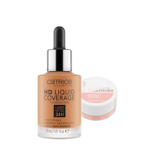 Catrice | HD Liquid Coverage Foundation 05 & Under Eye Brightener 10 Light Rose | Full Coverage Makeup | Vegan & Cruelty Free