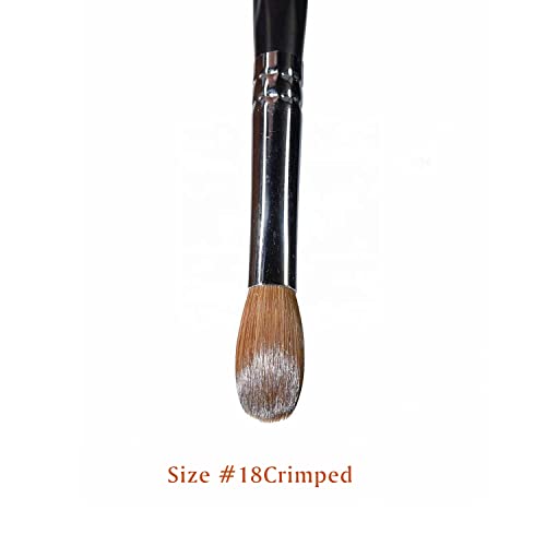 Yasterd Acrylic Nail Brush 100% Kolinsky Brushes for Nails Size 18 Oval Crimped Shaped Brushes for Acrylic Application Black Wood Handle Professional Nail Art Powder Brush Manicure Tool